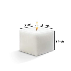 WHITE SQUARE CANDLE 3INCH | BURNING TIME 40 HOURS | CENTRE TABLE PILLAR CANDLE