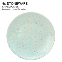 Ceramic Handcrafted Serving Small Plates Set Of 4 - 7 Inch, Mint-Green | Hand Painted, Stoneware - Dinnerware | Scratch Resistant, Microwave & Dishwasher Safe