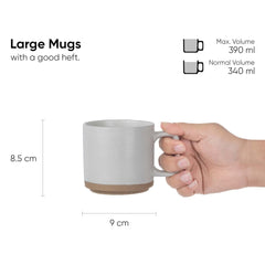 Large Ceramic Coffee Mug Set Of 2 - Off White, 350ml Each | Ceramic Japandi Mug, Tea Mug With Matte Finish - Mug For Coffee | Ceramic Coffee Mug - Microwave Safe & Dishwasher Safe
