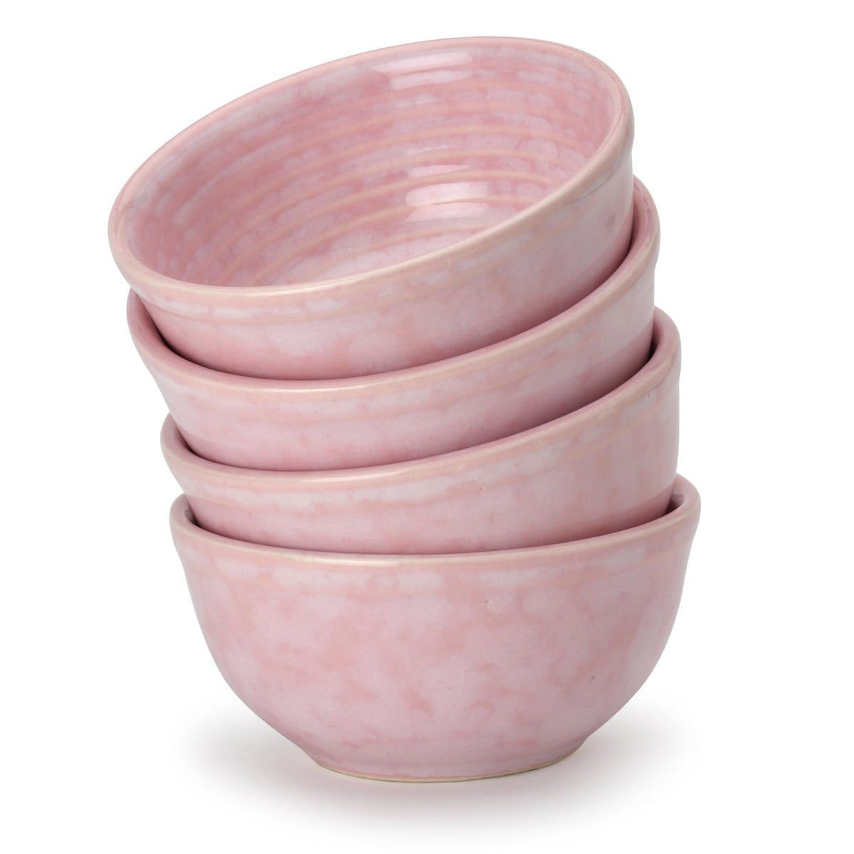 Hand Glazed Ceramic Serving Small Bowl Set Of 4 - 180ml Each, Pastel Pink | Microwave & Dishware Safe - Serving Katori Set