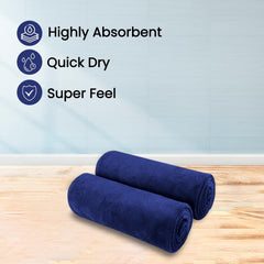 Maxoshine Microfiber Hand Towel 150 Gsm | Lint Free Napkins For Kitchen Wash Basin Gym Quick Dry & Soft Face Towel For Women & Men -Blue & Yellow (Pack Of 2)