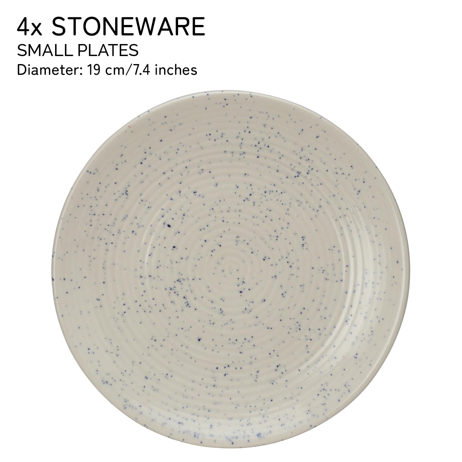 Hand Painted Handmade Ceramic Side Plates Set Of 4 - 7 Inch, Ivory White | Quarter Plates, Stoneware - Dinnerware | Scratch Resistant, Microwave & Dishwasher Safe