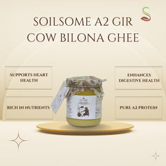 100% Pure A2 Gir Cow Ghee By Soilsome | Delicious & Nutrients Protein Fiber Vedic Bilona Method Healthy Desi Ghee Good For Laddus | (500ml) 16.9 Ounce | Jar Pack