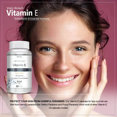 Vokin Biotech Natural Vitamin E From Sunflower D - Alpha, Tocpherol, 10mg | 90 Capsules 150gm 0.3lbs