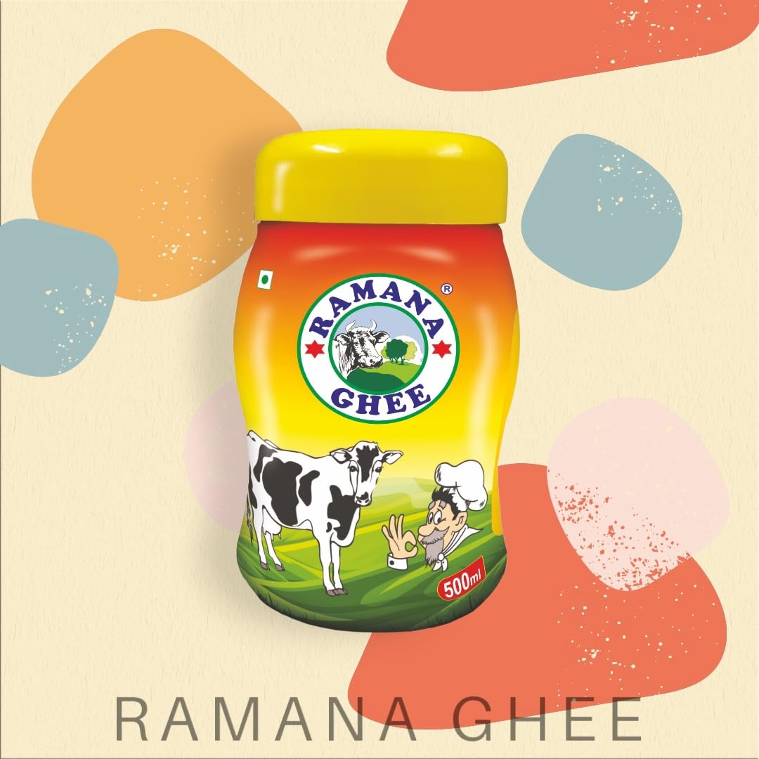 Organic Indian Cow Ghee By Ramana Ghee | Highly Nutritious Pure Traditional Ghee Perfect For Heart Health | (500ml) 16.9 Ounce | Jar Pack