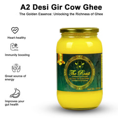 Pure A2 Desi Gir Cow Ghee By The Roast | Highly Nutritious & Healthy Desi Ghee Good For Body Health | (300ml) 10.1 Ounce | Jar Pack