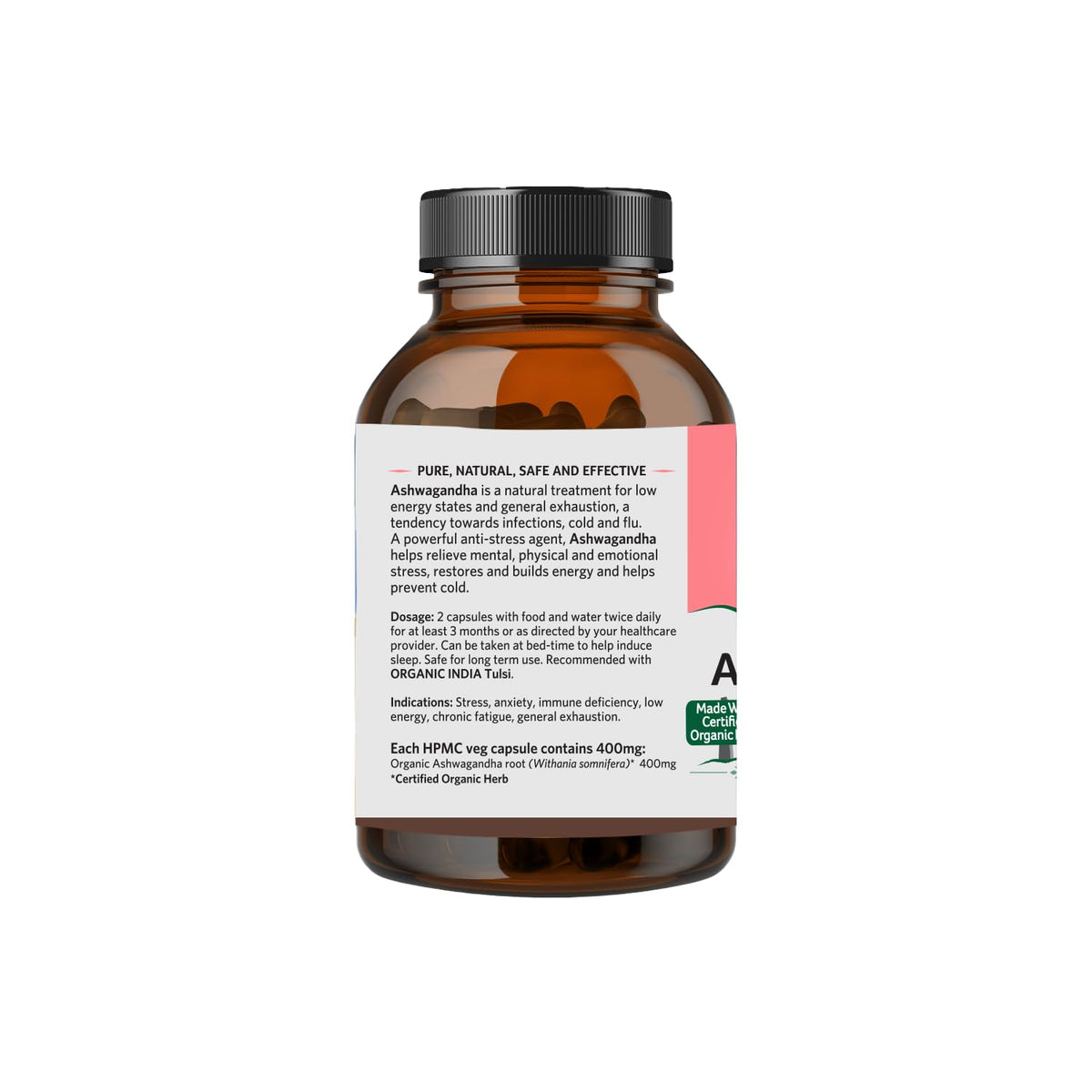 Organic India Ashwagandha, Helps Relieve Stress, Anxiety & Depression, Help Reduce Anxiety & Relieve Mental | 180 Veg Capsules 300gm 0.66lbs