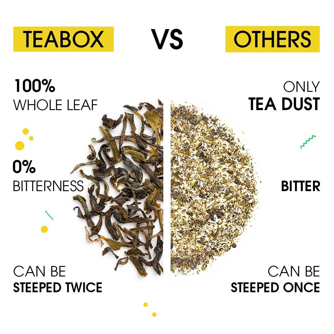 Teabox Premium Chamomile Green Tea - 25 Pyramid Tea Bags | 100% Whole Leaf Green Tea From The Himalayas - Low Caffeine, 0% Bitterness