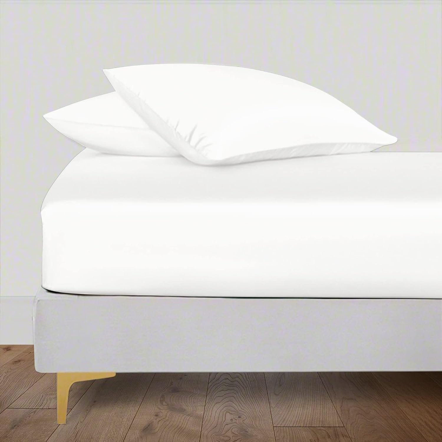 Plain Elastic Fitted King Size Bedsheet With 2 Pillow Cover - 90 X 100 Inches, White | 400 Thread Count Silky Soft | Naturally Soft, Breathable, & Skin-Friendly