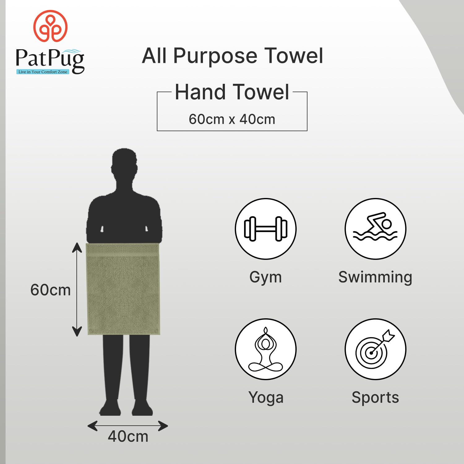 Patpug 100% Indian Ultra Soft Cotton Hand Towel 800 Gsm | For Gym, Workout, Yoga, Wash Basin (Mahogany & Olive Green) - 4 Piece
