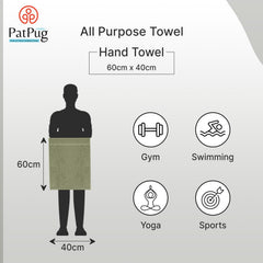 Patpug 100% Indian Ultra Soft Cotton Hand Towel 600 Gsm | For Gym, Workout, Yoga, Wash Basin (Wine Red & Olive Green) - 4 Piece