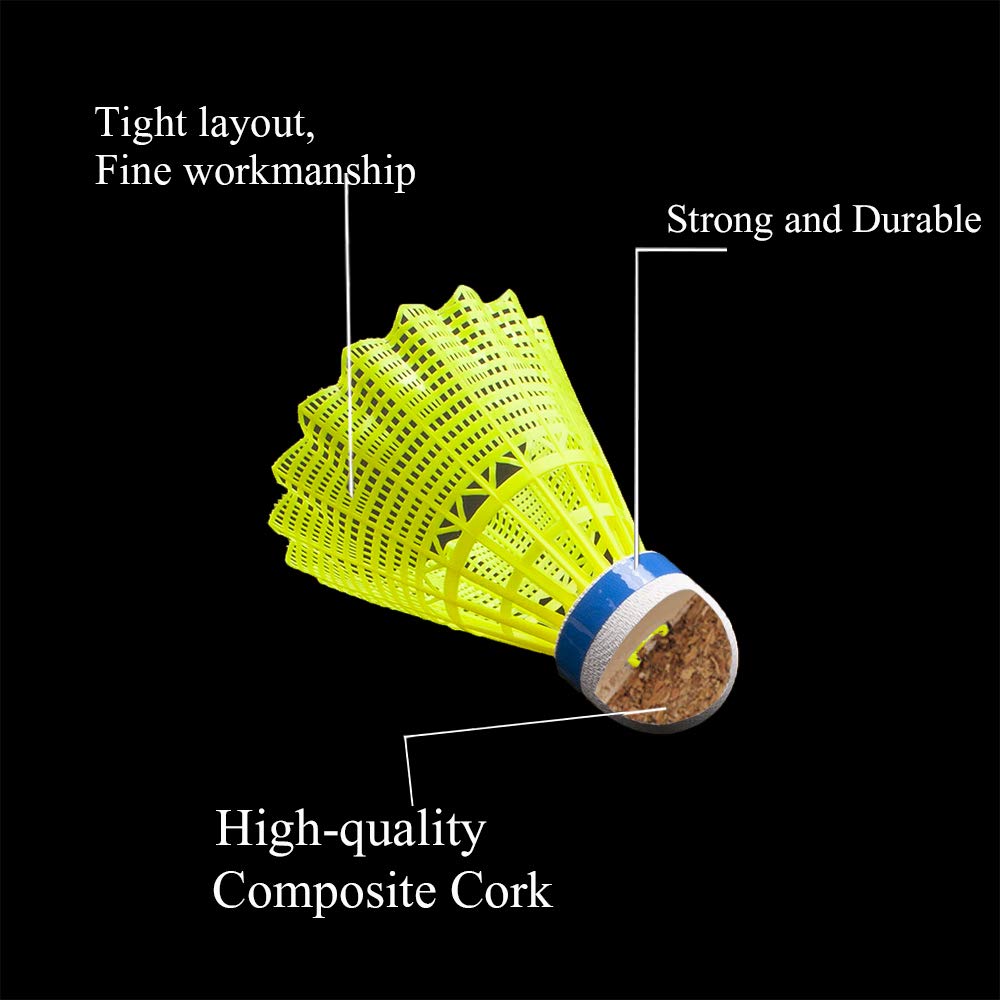 Senston Sports Birdies Nylon Badminton Shuttlecocks , Yellow | Pack Of 6 For Beginners