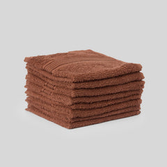 Kopa By Bianca 100% Cotton Soft Terry Face Towel 400 Gsm (Brown) -Pack Of 8