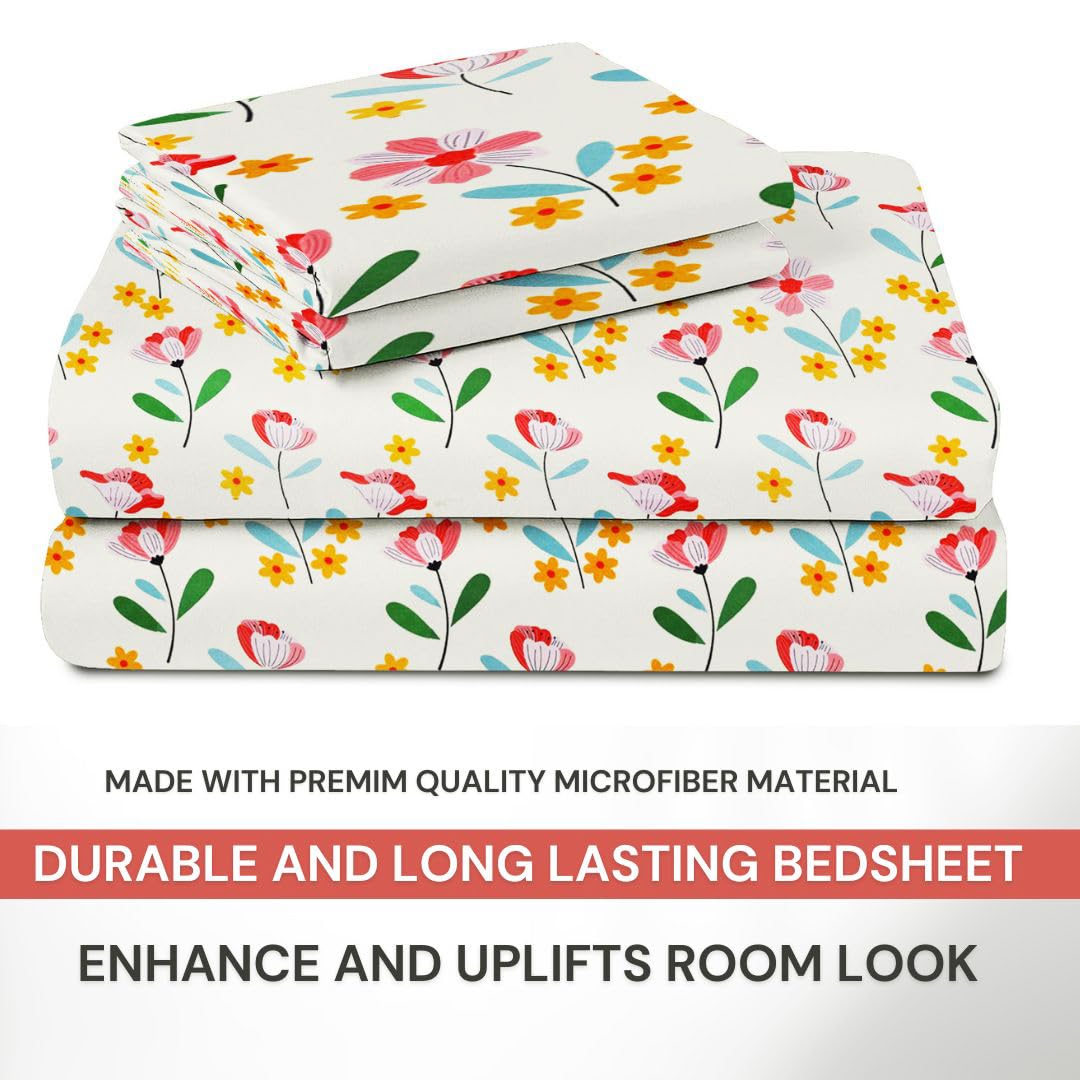 100% Cotton Double Bed Bedsheet Set With 2 Pillow Covers - 90 X 90 Inches, Multicolor | 144 Thread Count Soft & Breathable, For Bedroom & Gifting