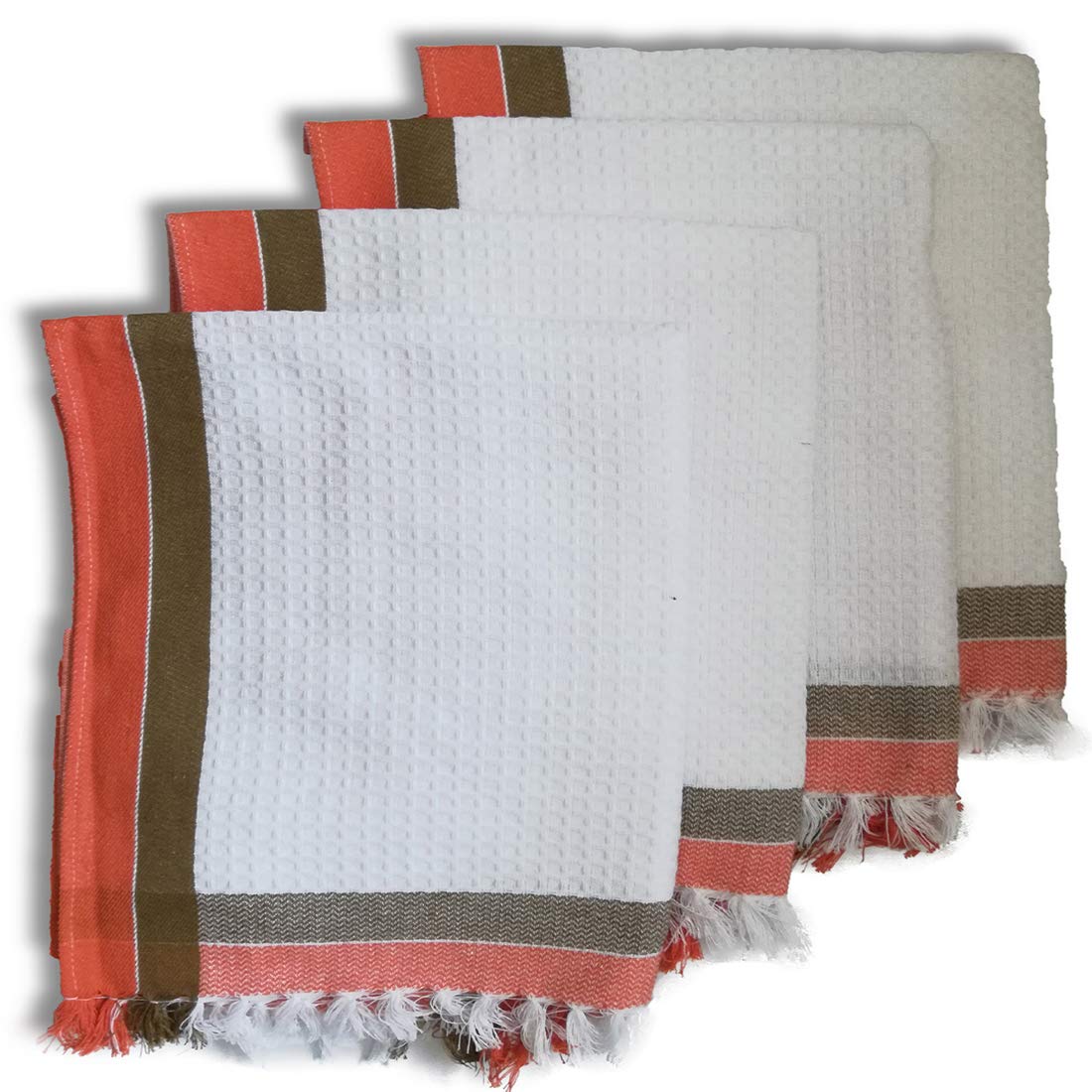 Athom Trendz Living Light Weight Cotton Premium Waffle Border Bath Towel | Pack Of 4