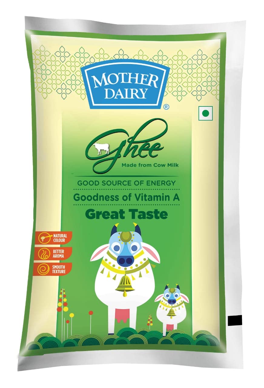 Natural A2 Desi Cow Ghee By Mother Dairy | Good Source Of Energy & Vitamin A Healthy Tasty Desi Cow Ghee Perfect For Bones Health | (1 Litr) 33.8 Ounce