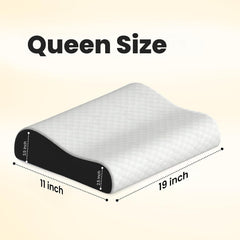 Gel Memory Cervical Neck Pillow For Pain Relief Sleep, White - Queen Size | Improves Posture & Spinal Alignment, Neck Pain Relief Cushion, With Ultra Responsive, Washable Cover - Pack Of 2