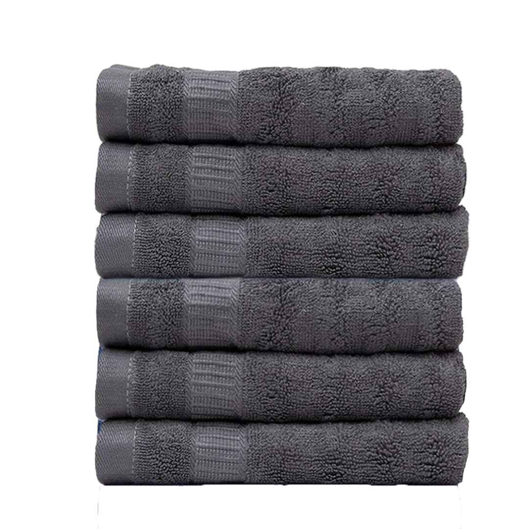 Mush Bamboo 100% Bamboo Hand Towels 1200 Gsm | Ultra Soft, Absorbent & Quick Dry Towel - Pack Of 6 (Grey)