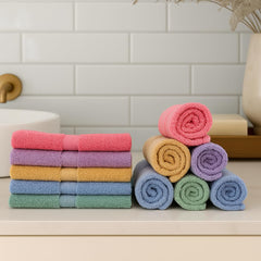 Caslino Small Cotton Face Towels 2000 Gsm | Soft & Absorbent Towel For Women & Men - Multicolor (Set Of 24)
