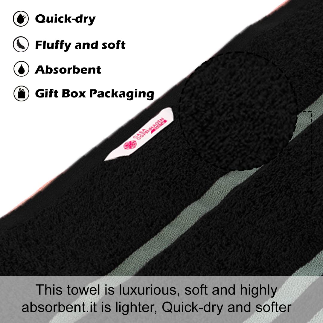 Casa Copenhagen Egyptian Cotton Exotic Hand Towel 400 Gsm (Z Black)- 2 Pcs