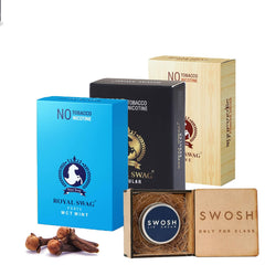 Royal Swag Ayurvedic Herbal Cigarettes 100% Tobacco Free 100% Nicotine Free Cigarettes Regular, Clove, Mint Flavoured Smoking Cessation Pack Of 30 With 15g Lip Cream