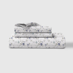 Luxury Bedsheet Queen Size With 2 Pillow Cover - 60 X 78 Inches, White & Blue | Printed All Around Elastic Fitted Bedsheet | Durable & Fade-Resistant