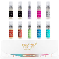 Bella Vita Luxury Trial Pack Of 10 X 0.16 Fl.oz. Pocket Perfumes | Mix Of EDP, EDT& EDC | Unisex Fragrance