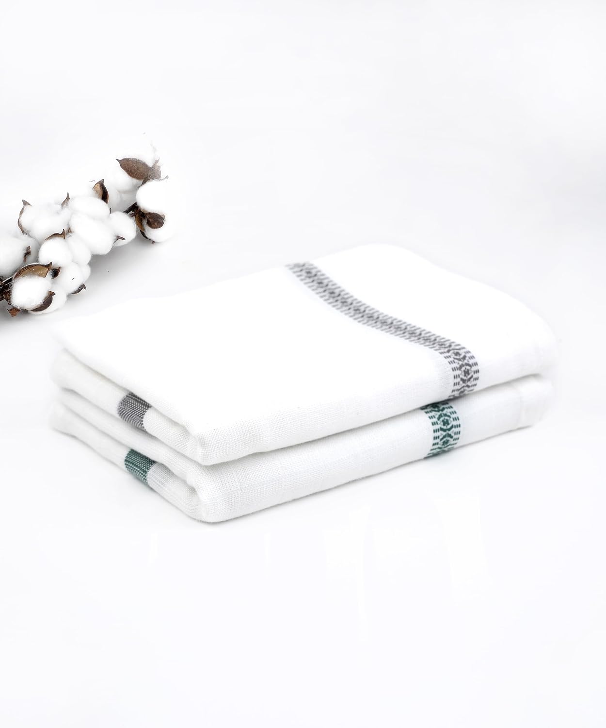 Thirsty Towel By Doctor Towels 600 Gsm | Double Cloth Cotton Bath Towel Quick Dry, Super Soft, High Absorbent | Green - Grey (Pack Of 2)
