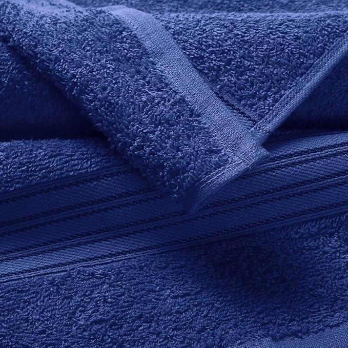 Grgrasp Thread That Bind Relations 100% Cotton Hand Towel 400 Gsm | Fully Absorvent & Quick Dry Towel (Navy Blue) - 2 Pcs