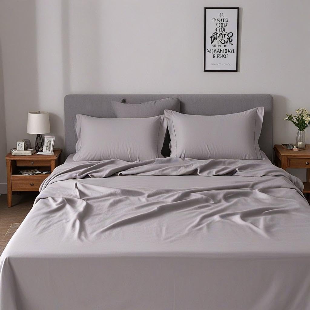 Solid King Size Fitted Bedsheet With 2 Pillow Cover - 72 X 78 + 12 Inches, Light Grey | Comfortable, Wrinkle Resistant, Fade Resistant & Environmentally Friendly