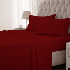 Single Size Fitted Bedsheet With 2 Pillow Covers - 36 X 78 Inches, Burgundy | All-Round Elastic | Comfortable, Wrinkle Resistant, Fade Resistant & Environmentally Friendly