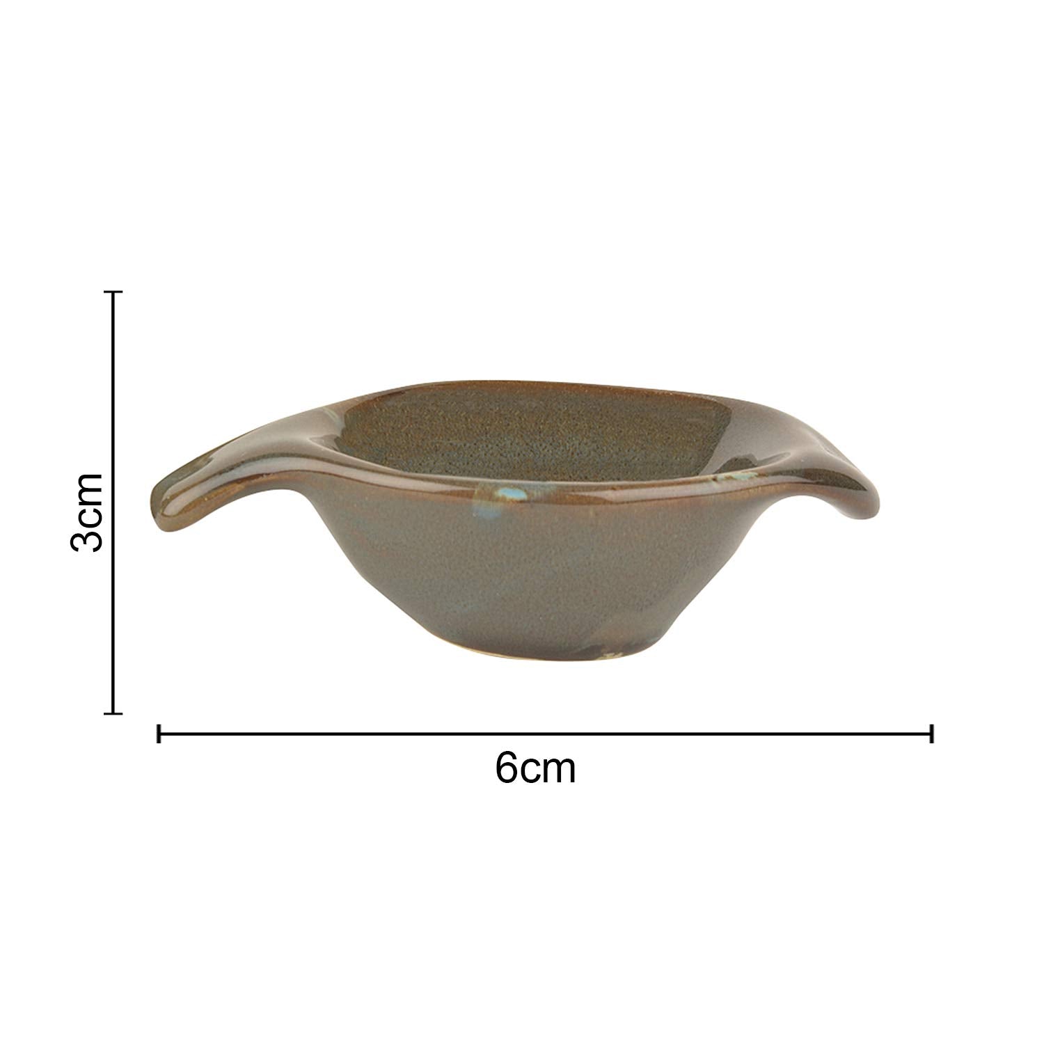 Studio Pottery Ceramic Leaf Shaped Dip Bowls Set Of 2 - 40ml Each, Chocolate Brown | Chutney Bowls - Ketchup Bowls