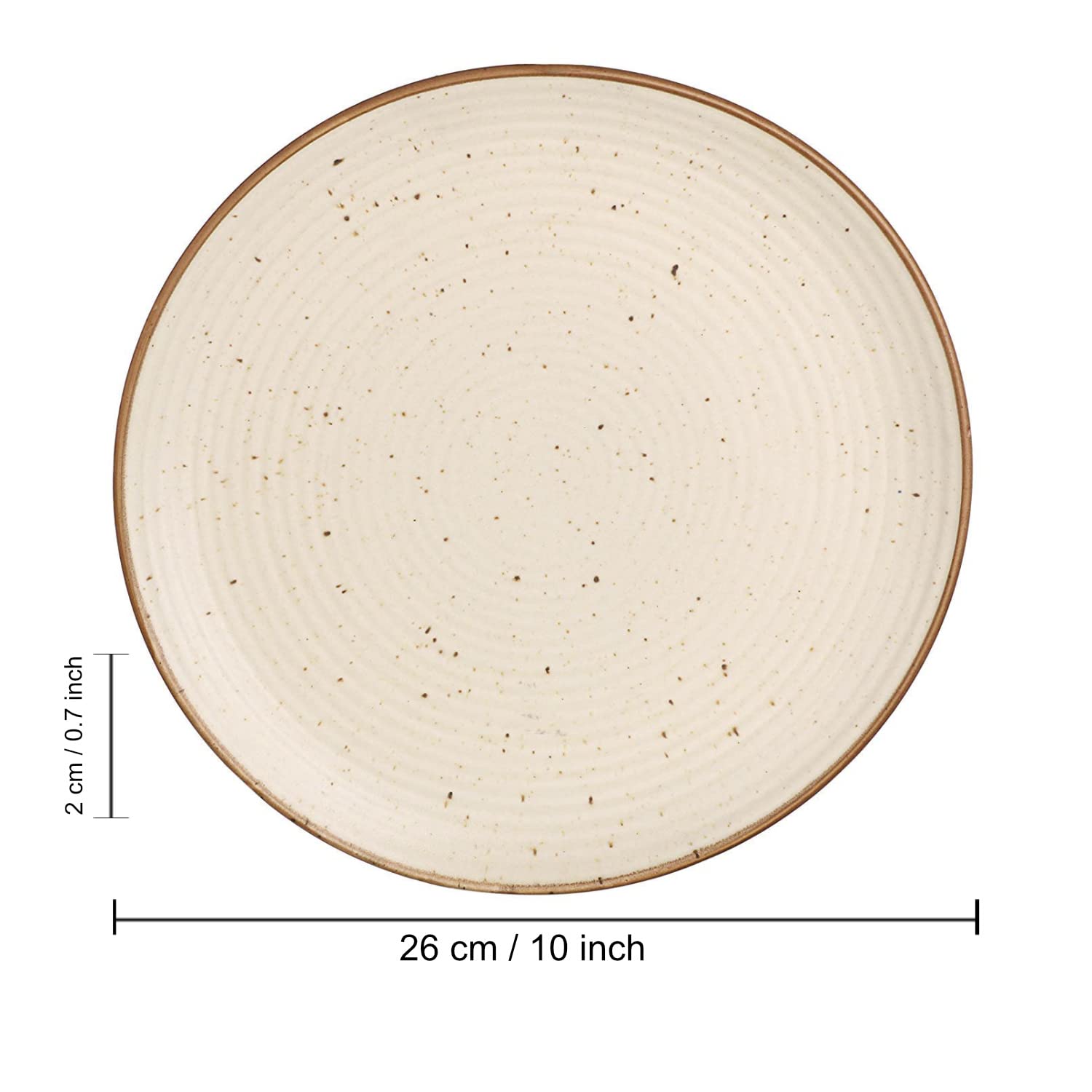 Studio Pottery Ribbed Ceramic Dinner Serving Plates Set Of 6 - Off White, Diameter: 10 Inches | Full Plates - Ceramic Platter - Fiesta Of Hope Collection