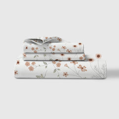 Luxury Fitted Bedsheet For Single Bed Size With 1 Pillow Cover - 36 X 78 Inches, White & Grey | Natural Breathability For Comfortable Bedding