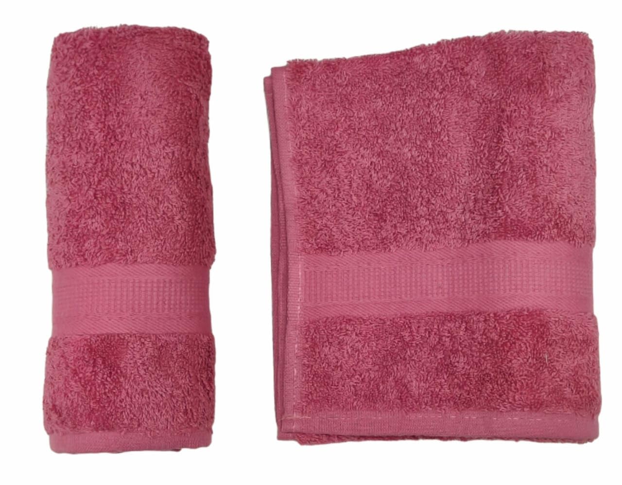 Bombay Dyeing Plain Santino 500 Gsm Cotton Hand Towel Set - Wild Rose (2 Piece)