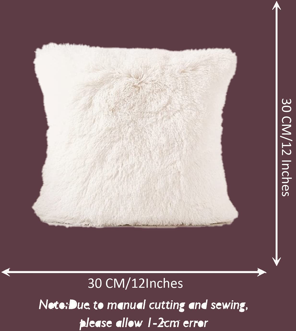 Small Fur Pillow, Cushions For Sofa - Red, Beige, White & Pink Pillow, Standard Size - 12x12 Inches | Soft Pillow, Washable, Easy To Clean - Pack Of 4 | Best Pillow - Model 3