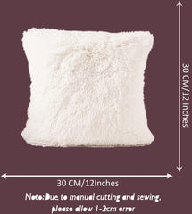 Small Fur Pillow, Cushions For Sofa - Red, Beige, White & Pink Pillow, Standard Size - 12x12 Inches | Soft Pillow, Washable, Easy To Clean - Pack Of 4 | Best Pillow - Model 3