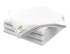 Softspun Microfiber Cleaning Cloths 450 Gsm | Highly Absorbent, Lint & Streak Free, Multi -Purpose Wash Cloth For Kitchen, Car, Window, Stainless Steel (4 Pcs)- White