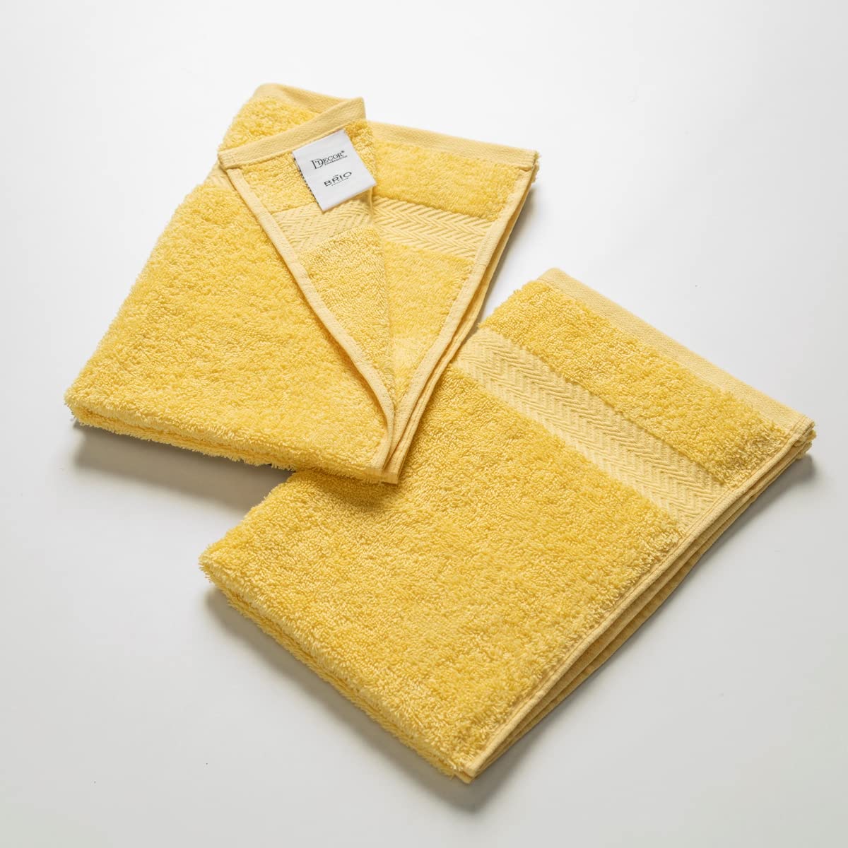 Ddecor Cotton Hand Towel 500 Gsm - Pack Of 2 (Yellow)