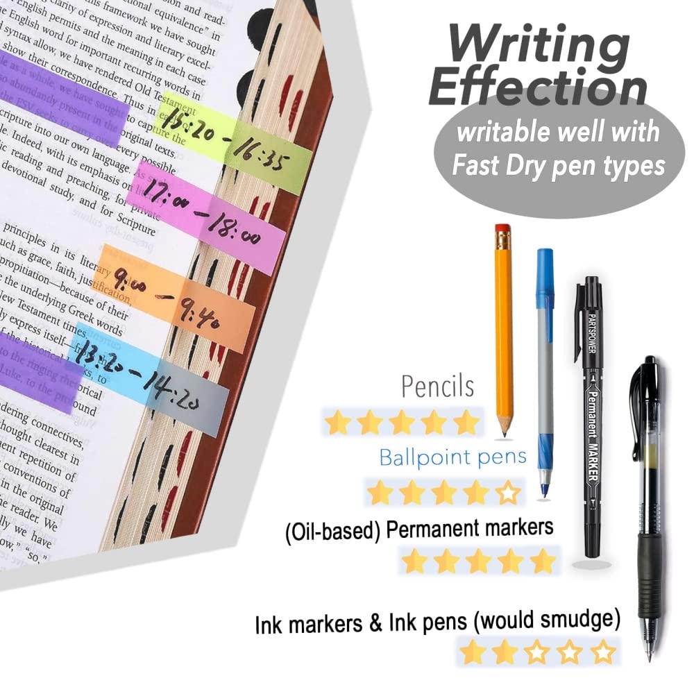 1200 Pcs Sticky Notes Plastic 60 Colors Sticky Tabs Highlighter Strips Waterproof Annotation Tabs