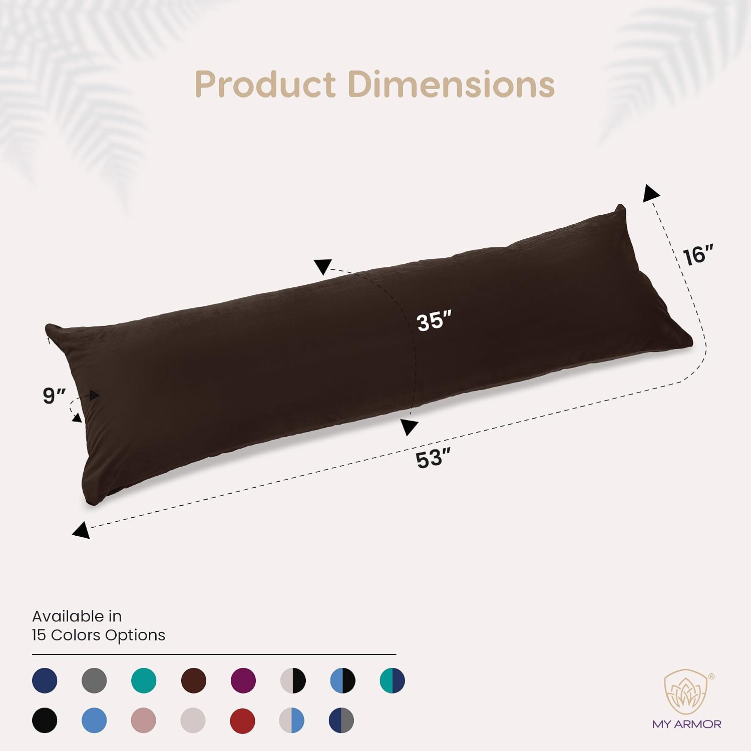 Microfiber Body Side Pillow For Sleeping For Pregnancy, Brown - 53 X 16 Inch | Long Cuddle Pillow For Hugging, Relaxing, Washable, Premium Velvet Outer Cover With Zip, Adjustable Pillow