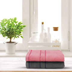 Sassoon Melrose 100% Cotton Hand Towel 400 Gsm | Highly Absorbent, Soft Material Perfect For Daily Use (Grey & Blossom) -2 Piece