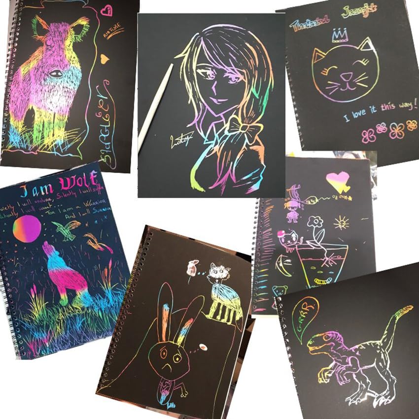 Scratch Notepad With Magical Rainbow Color, Notepad With Pencil Stick, Educational | Pack Of 6