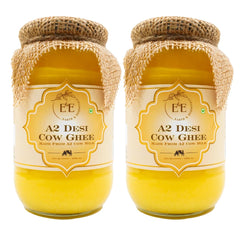 100% Pure A2 Desi Cow Ghee By Earth And Essentials | Made With Ancient Bilona Method Natural & Healthy Danedar Ghee Ideal For Baking | 2 Liters (1 Litr * 2) 67.6 Ounce | Jar Pack