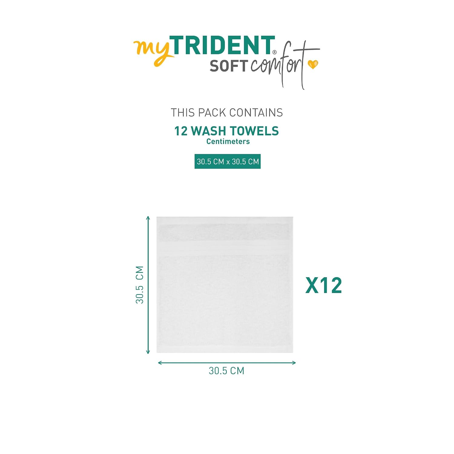 Trident Soft Comfort Air Rich 100% Cotton Face Towel 500 Gsm | Highly Absorbent Towels For Men/Women, 12 Pcs (White)