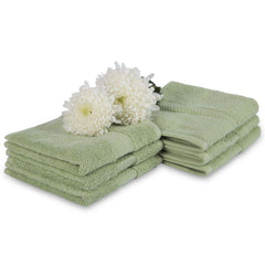 Divine Overseas Cotton Yarn Soft Extra Absorbent & Durable Gsm 1200 Face Towel Set (Sage Green) - Pack Of 6