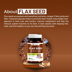 Vitawin Flax Seed For Healthy Heart, Immunity & Joint Support, Natural Herbal, 500mg | 60 Veg Capsules 100gm 0.2lbs