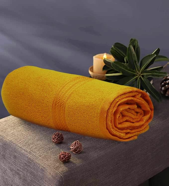 Lukzer Soft 100% Cotton Light Weight Super Absorbant Bath Towel 600 Gsm (Yellow)