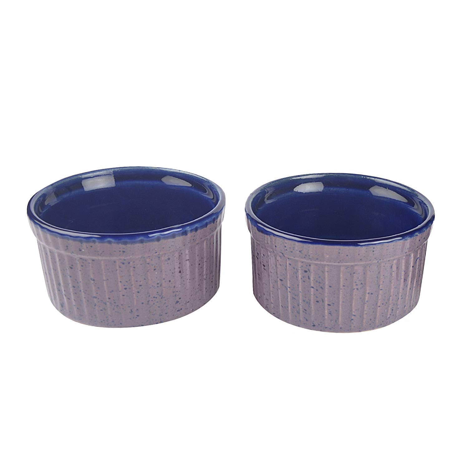 Studio Pottery Ceramic Dessert Dip Bowls Set Of 2 - Purple & Blue, 150ml Each | Chutney Bowls - Ketchup Bowls