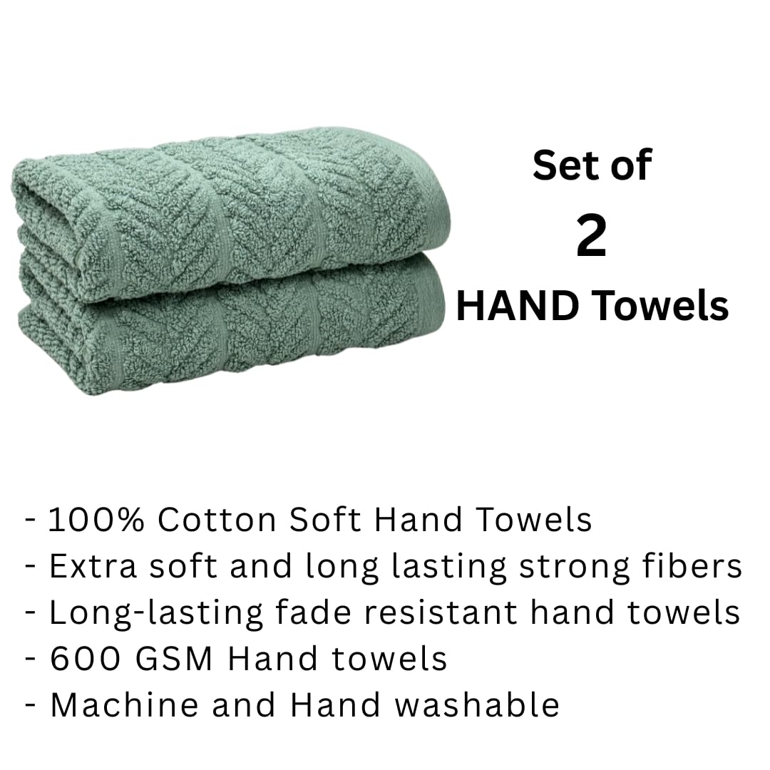 Stamio Cotton Hand Towels 400 Gsm | Home & Kitchen Use, Gym, Wash Basin, Sports | Soft, Absorbent, Quick Dry, Full Large Size (Set Of 2)- Mint Green